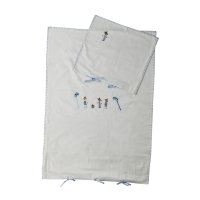 Baby Bed Linen Set White with Blue Embroidery Rice DK
